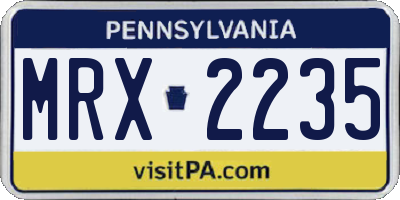 PA license plate MRX2235