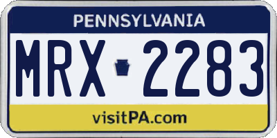 PA license plate MRX2283