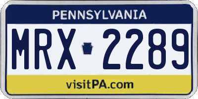 PA license plate MRX2289