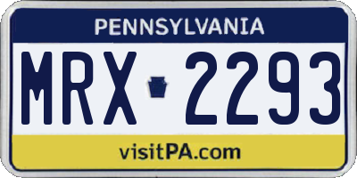PA license plate MRX2293