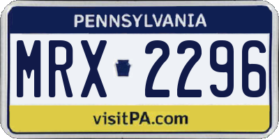 PA license plate MRX2296