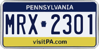 PA license plate MRX2301