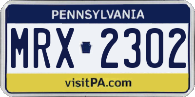 PA license plate MRX2302