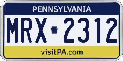 PA license plate MRX2312