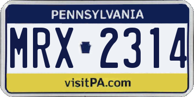 PA license plate MRX2314