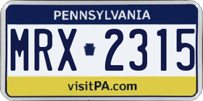 PA license plate MRX2315