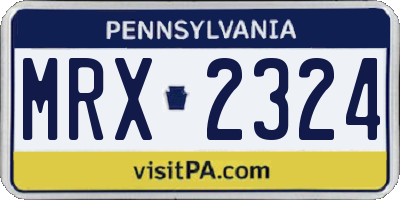 PA license plate MRX2324