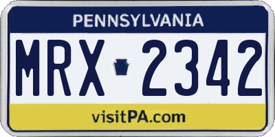 PA license plate MRX2342
