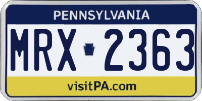 PA license plate MRX2363