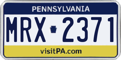 PA license plate MRX2371