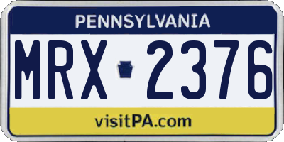 PA license plate MRX2376