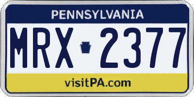 PA license plate MRX2377