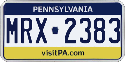 PA license plate MRX2383