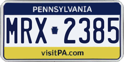 PA license plate MRX2385