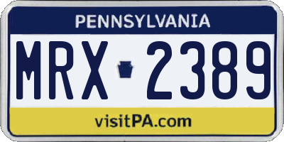 PA license plate MRX2389