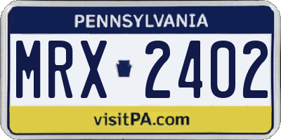 PA license plate MRX2402