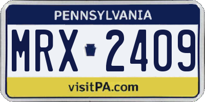 PA license plate MRX2409
