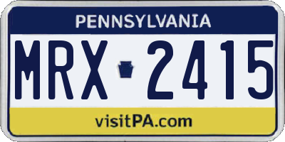 PA license plate MRX2415