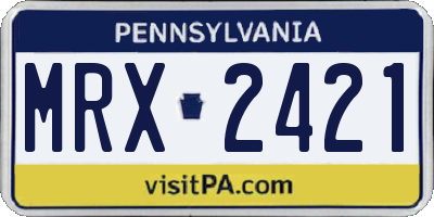 PA license plate MRX2421