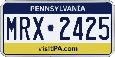 PA license plate MRX2425