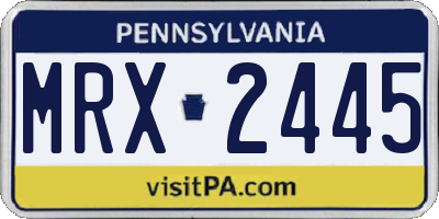 PA license plate MRX2445