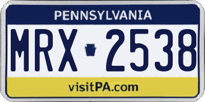 PA license plate MRX2538