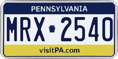 PA license plate MRX2540