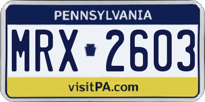 PA license plate MRX2603