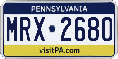 PA license plate MRX2680