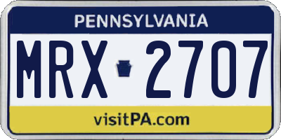 PA license plate MRX2707