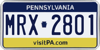 PA license plate MRX2801
