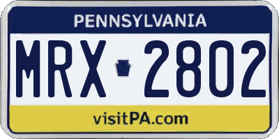 PA license plate MRX2802