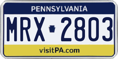 PA license plate MRX2803