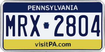 PA license plate MRX2804