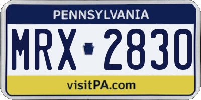 PA license plate MRX2830