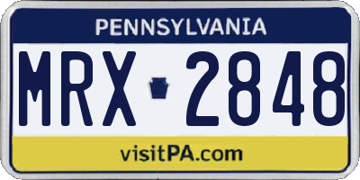 PA license plate MRX2848