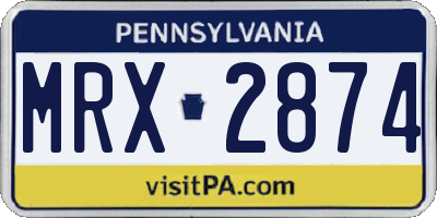 PA license plate MRX2874