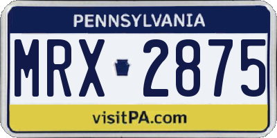PA license plate MRX2875