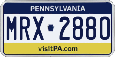 PA license plate MRX2880