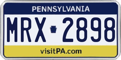 PA license plate MRX2898