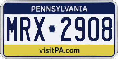 PA license plate MRX2908