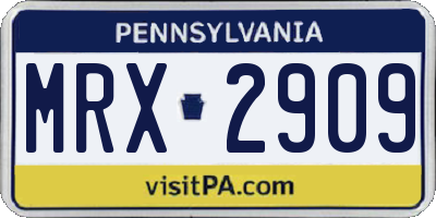PA license plate MRX2909