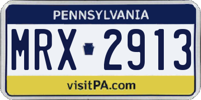 PA license plate MRX2913