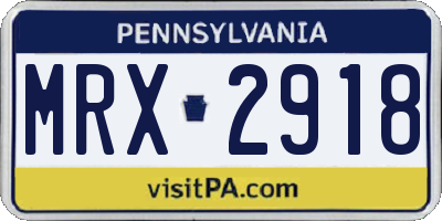 PA license plate MRX2918