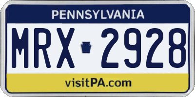 PA license plate MRX2928