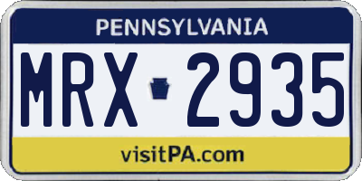 PA license plate MRX2935