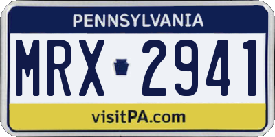 PA license plate MRX2941
