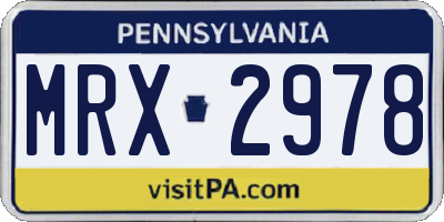 PA license plate MRX2978