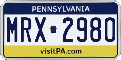 PA license plate MRX2980