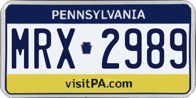 PA license plate MRX2989